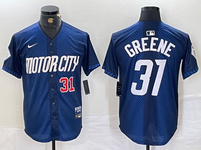 Men Detroit Tigers 31 Greene Blue City Edition Nike 2024 MLB Jersey style 2